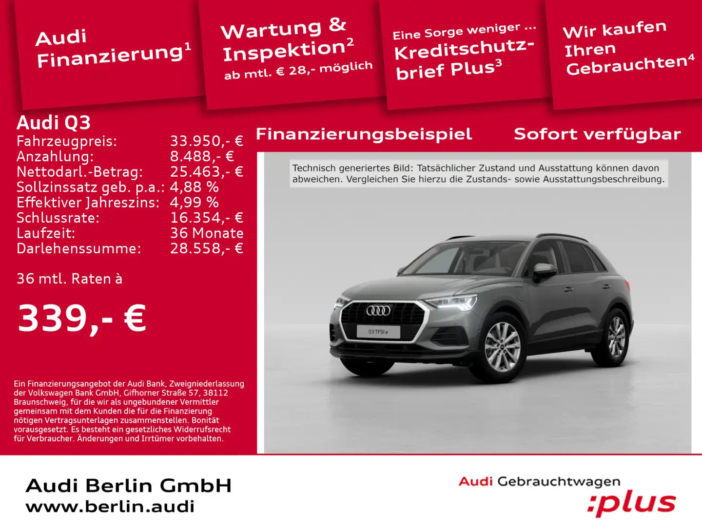 Audi Q3 45 TFSI e S tr. AHK MATRIX VIRTUAL NAVI Grau - 1