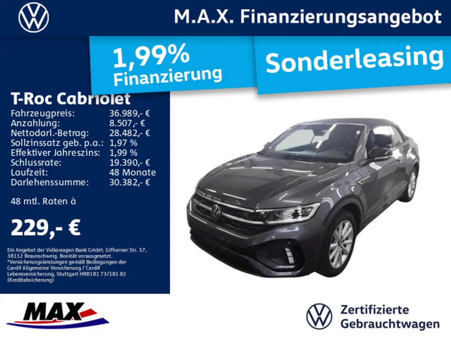Volkswagen T-Roc R-LINE 1.5 TSI DSG IQ.LIGHT+AHK+ Grau - 1