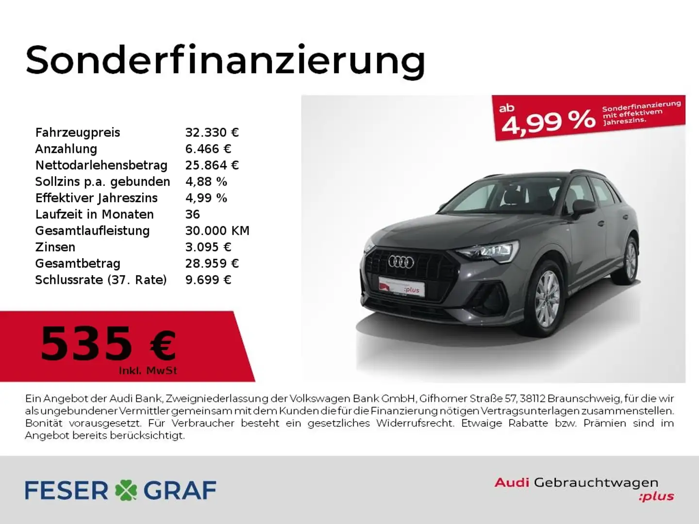Audi Q3 S line 35 TFSI S tronic AHK/ SONOS/ optikpaket sch Grau - 1