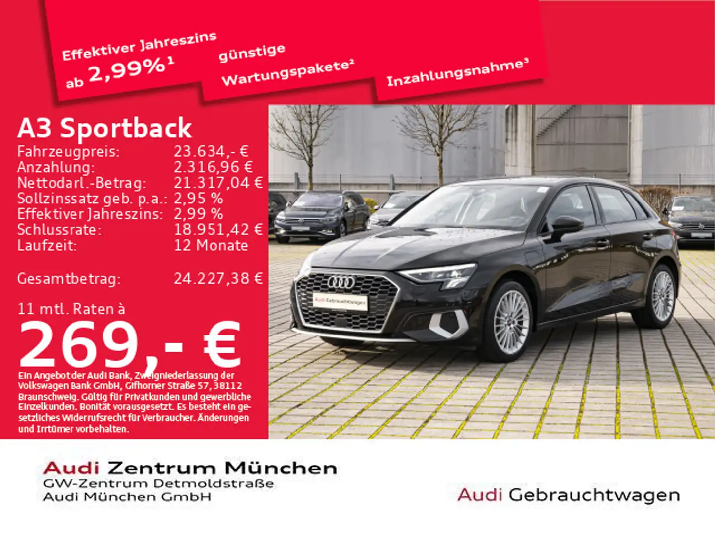 Audi A3 40 TFSI e S tronic Advanced ACC/Vir Schwarz - 1