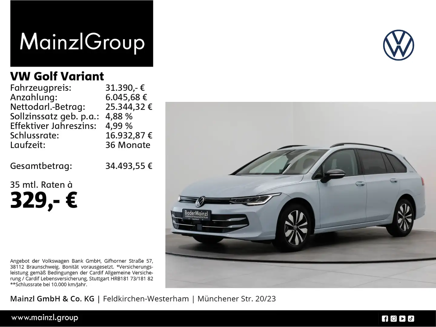 Volkswagen Golf Variant 2.0 TDI DSG Goal AHK Kamera Virtual Blau - 1