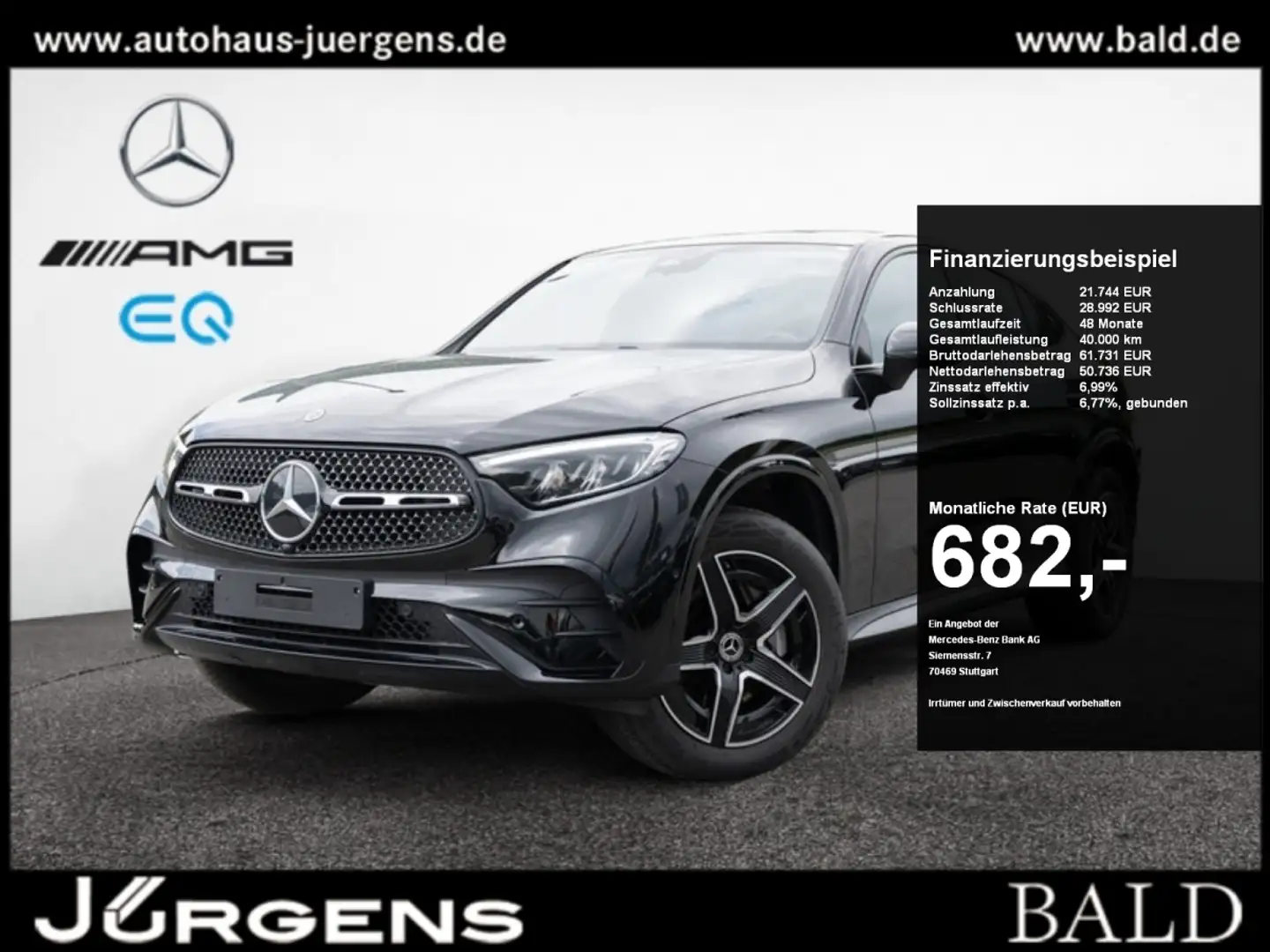 Mercedes-Benz GLC 400 e 4M Coupé AMG-Sport/Pano/AHK/Night/MEMO Чорний - 1