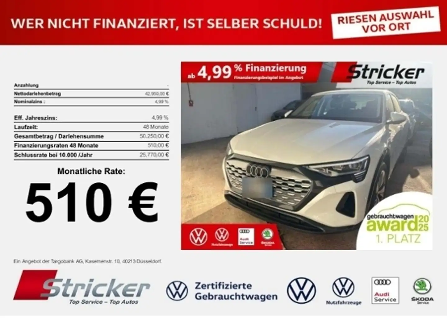 Audi Q8 e-tron advanced 510,-ohne Anzahlung Navi AHK Matrix Weiß - 1