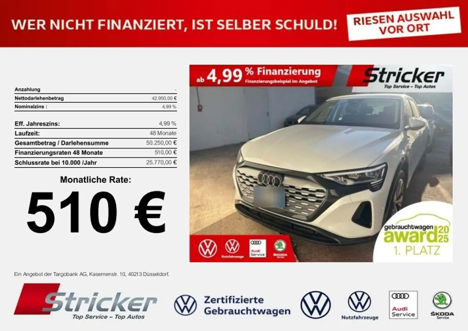 Audi Q8 e-tron advanced 510,-ohne Anzahlung Navi AHK Matrix Weiß - 2