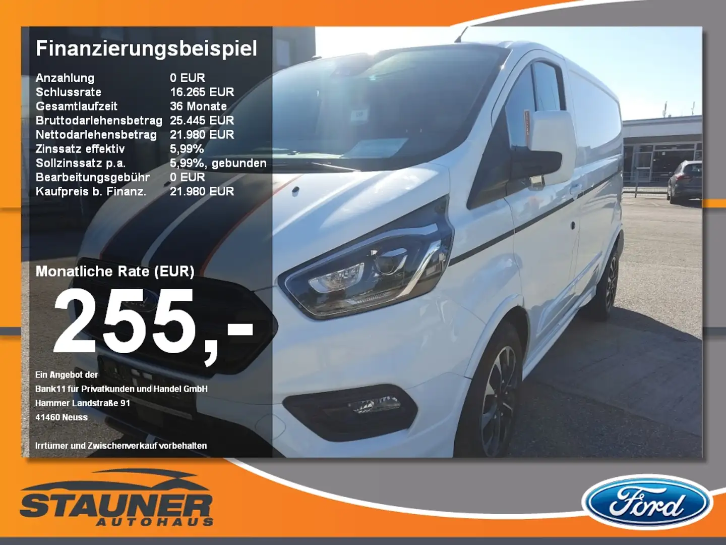 Ford Transit Custom Kasten 2.0 TDCi 310 L1 Sport ACC Blanc - 1