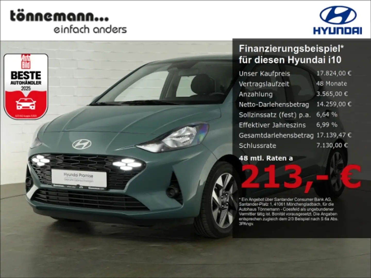 Hyundai i10 FACELIFT TREND AT+NAVI+RÜCKFAHRKAMERA+SITZ-/LENKRA Grün - 1