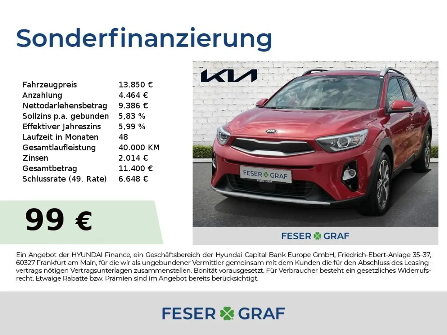 Kia Stonic 1.0 T PLATINUM Navi Leder 8-fach-bereift Rot - 1
