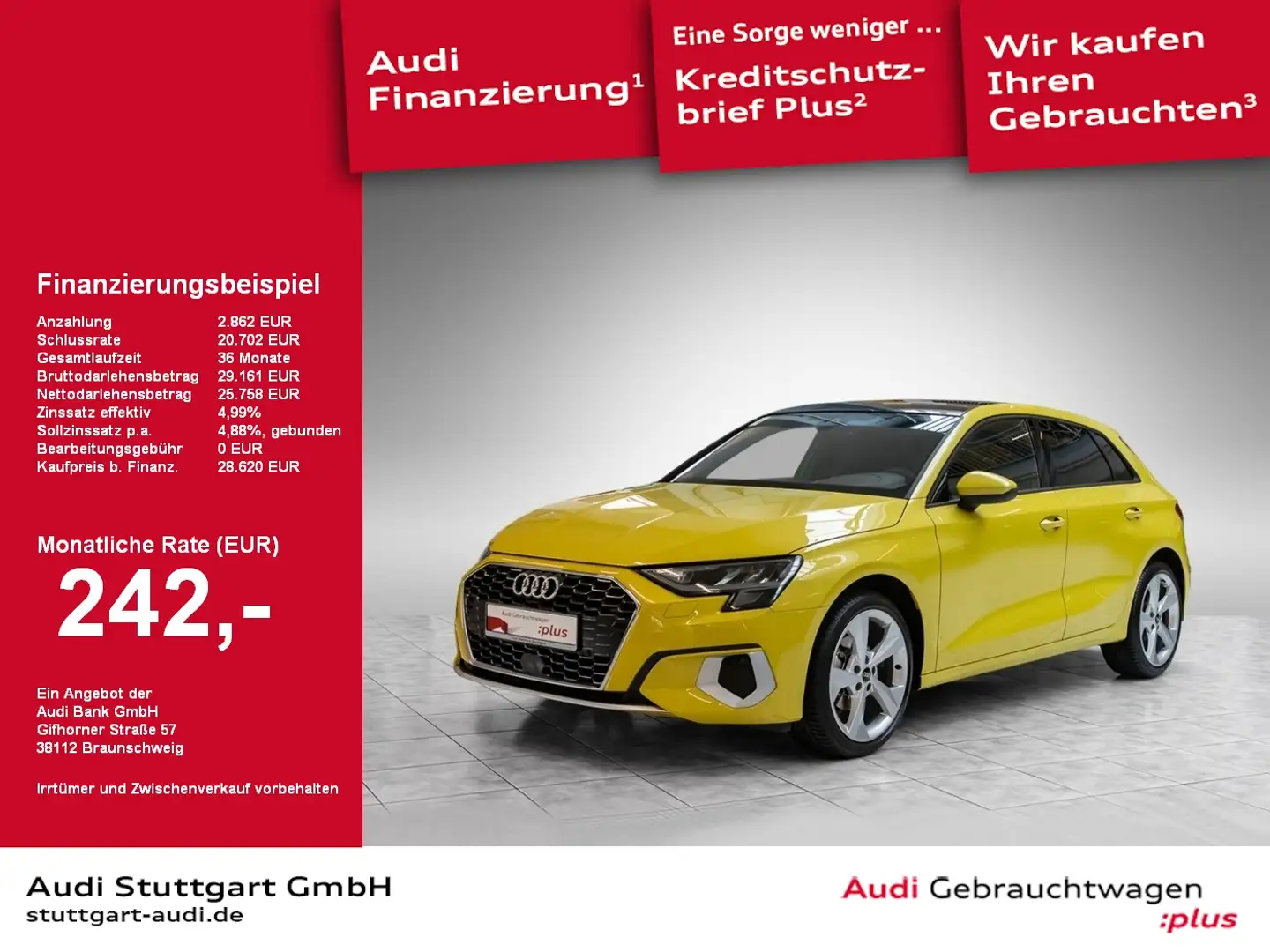 Audi A3 Sportback advanced 30 TFSI S tronic Pano AHK Gelb - 1