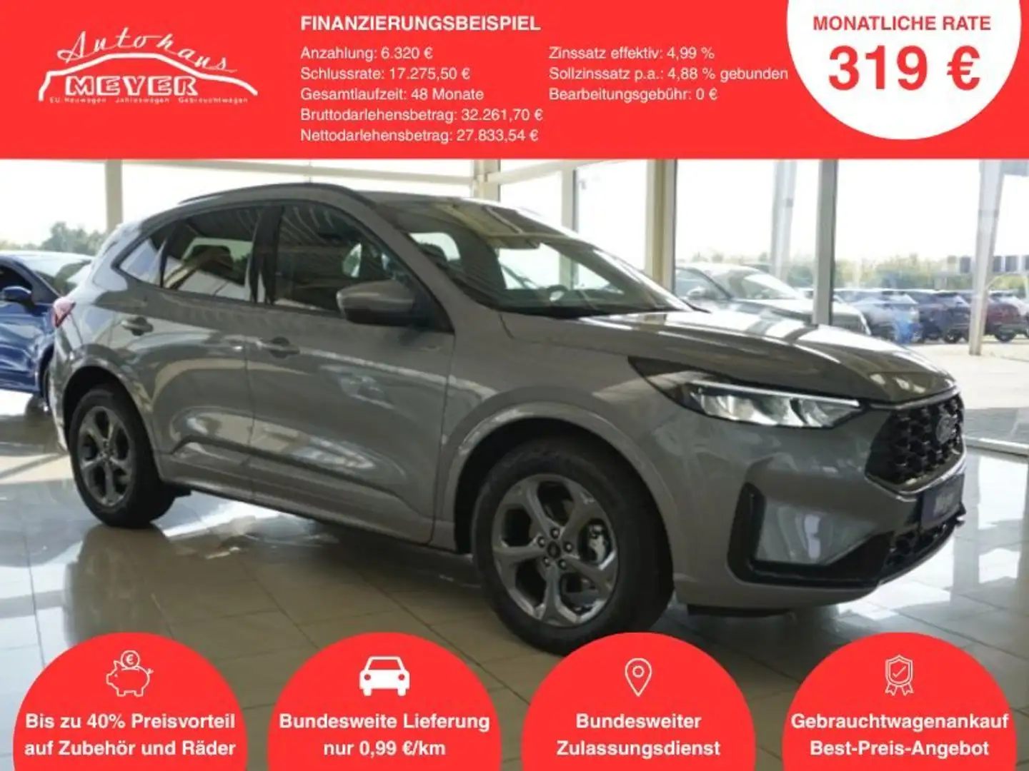 Ford Kuga ST-Line 1,5 186PS Aut.5*J.Gar/LED/Navi/Winterp. Silber - 1