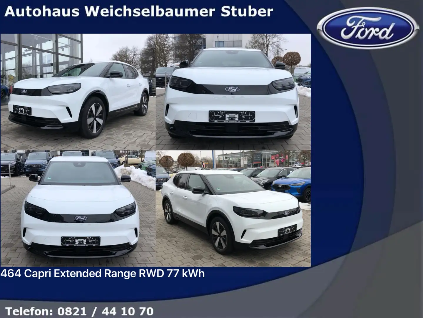 Ford Capri 464 Capri Extended Range RWD 77 kWh Blanc - 1