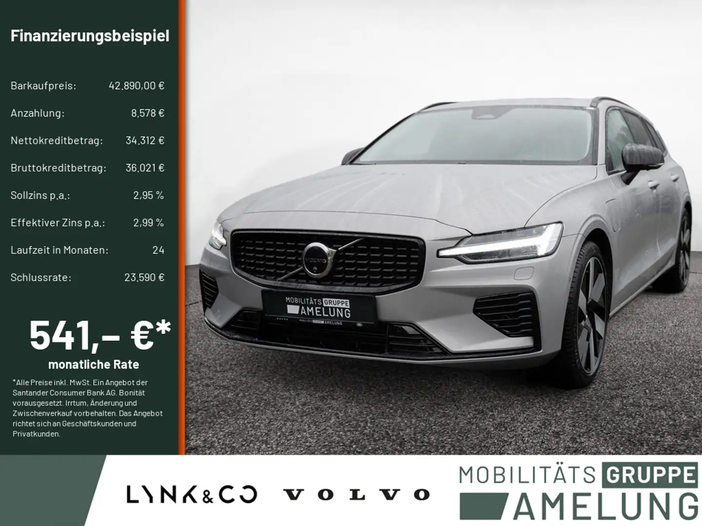 Volvo V60 T8 Recharge Plus Dark AWD ACC 360° PANO Silber - 1