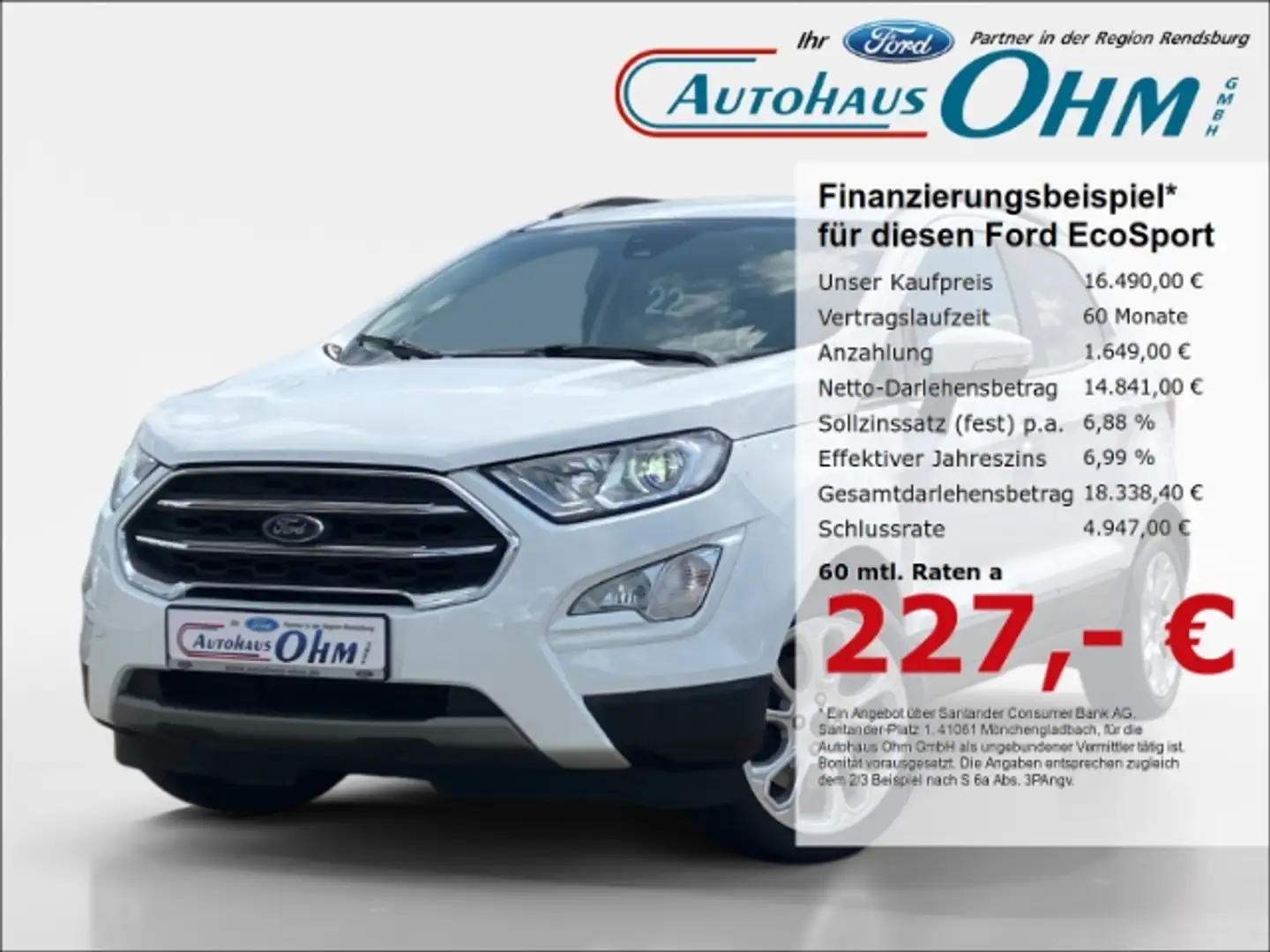 Ford EcoSport Titanium 1.0 EcoBoost - Klima - Einparkhilfe - Weiß - 1