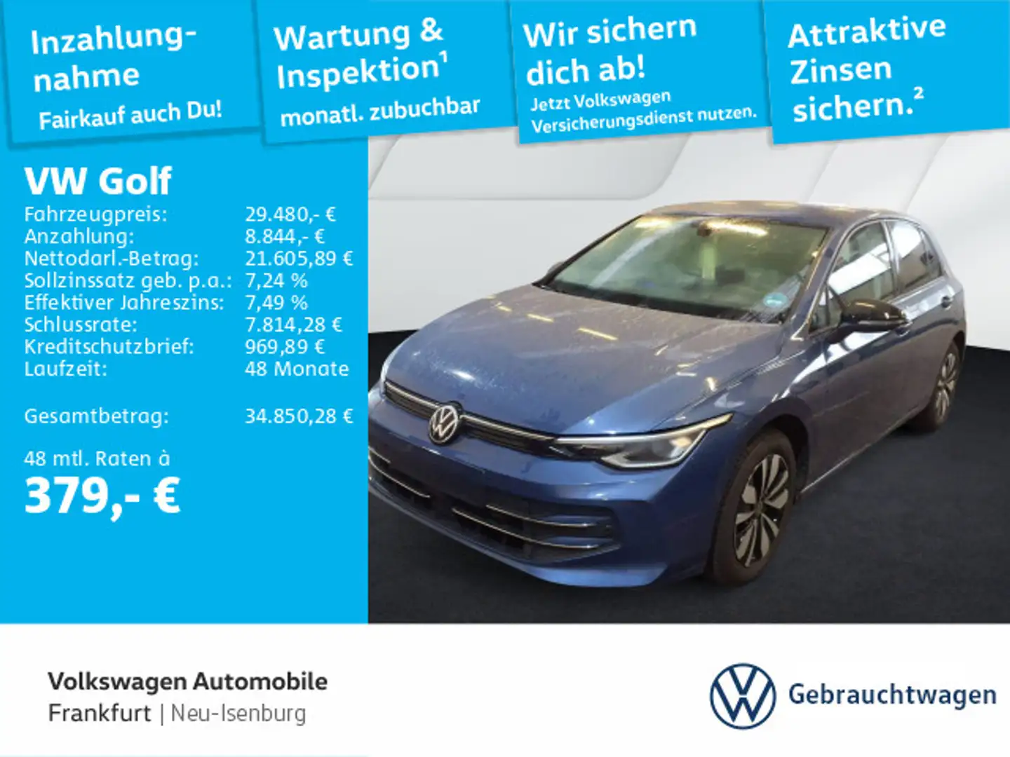 Volkswagen Golf VIII 2.0 TDI DSG Goal Navi DAB+ LEDPlus Fro Blau - 1