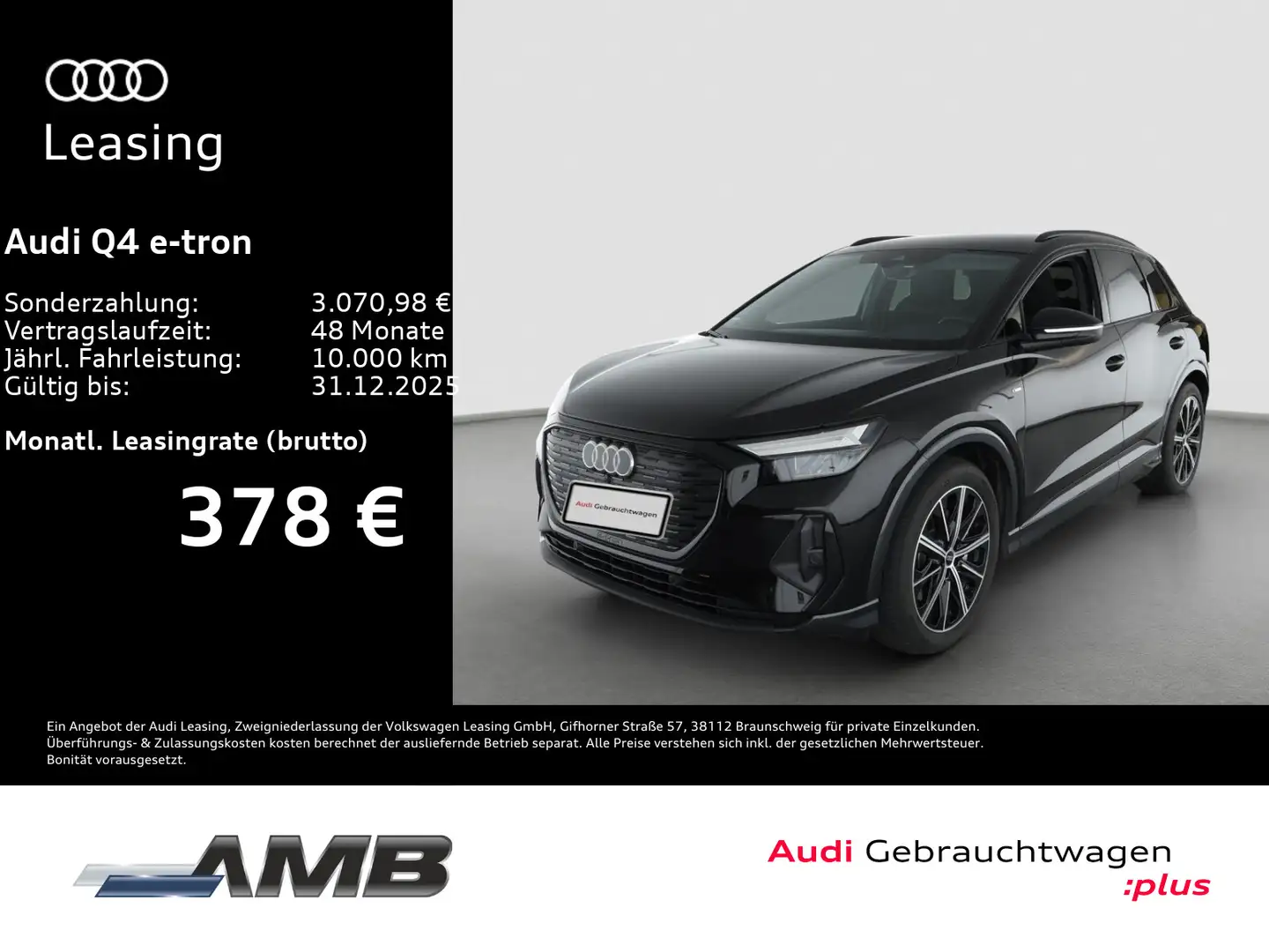 Audi Q4 e-tron S line 45 AHK/Assist/el.Heckkl/02.30Ga Schwarz - 1