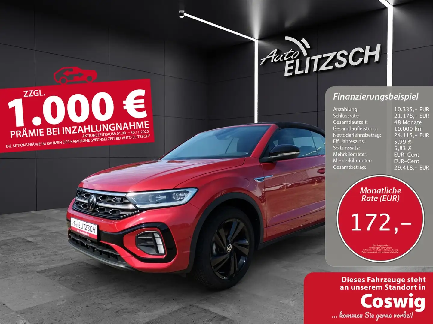 Volkswagen T-Roc Cabriolet TSI R-Line STH Matrix AHK Navi AID AC... Rot - 1
