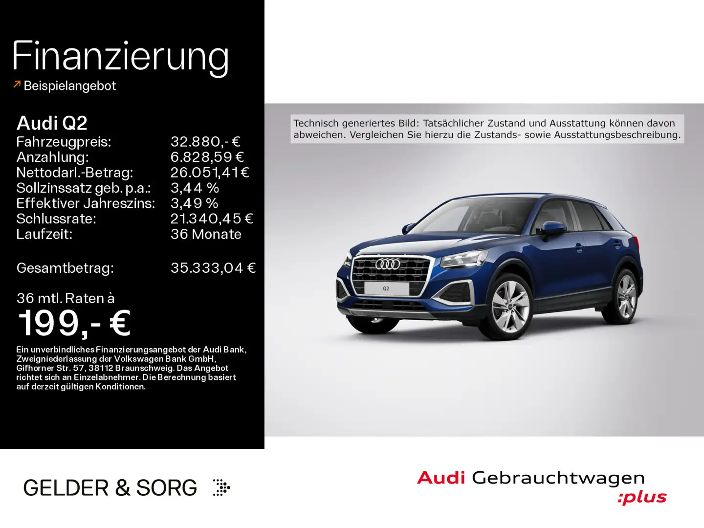 Audi Q2 35 TDI advanced Matrix*CarPlay*AHK*RFK*Sound* Blau - 1