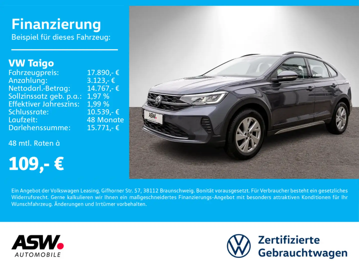 Volkswagen Taigo Life 1,0 TSI Navi LED VC SHZ PDC v/h Gris - 1