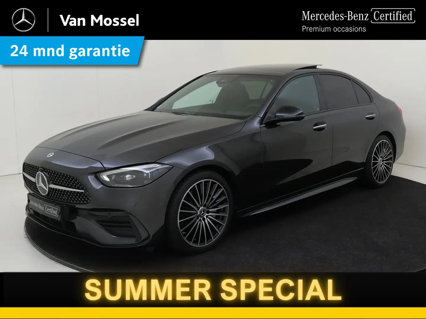 Mercedes-Benz C 300 AMG Line Premium Plus/ Panoramadak/ HUD/ Burmester Grijs - 1