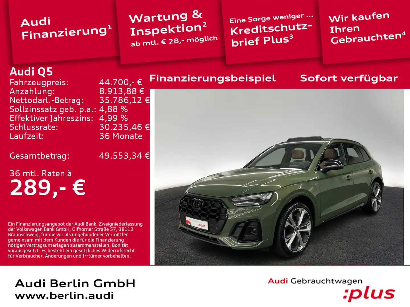Audi Q5 S line 40 TDI qu.S tr. AHK STDHZG HUD PANO Verde - 1