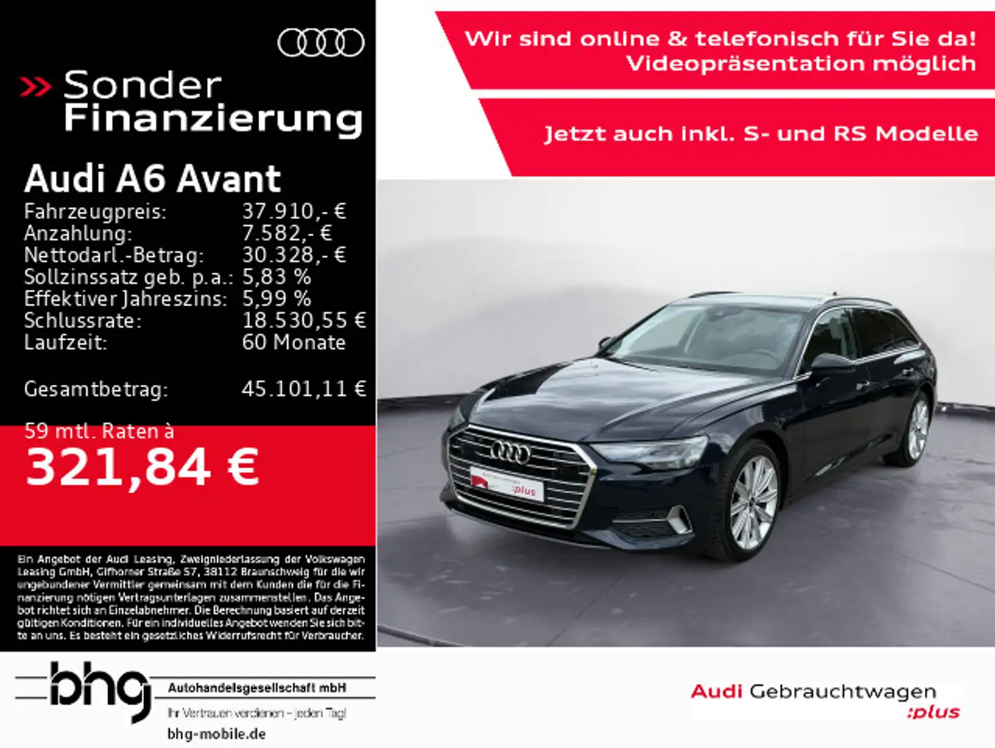 Audi A6 sport 40TDI quattro S tron Blau - 1