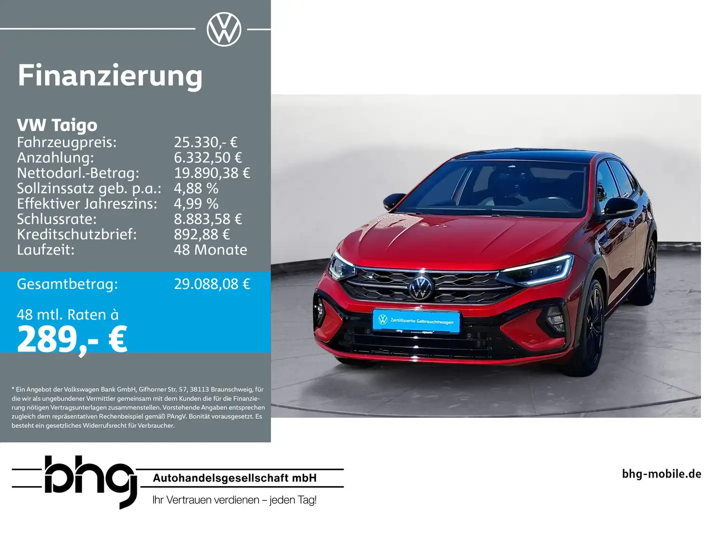 Volkswagen Taigo 1.5TSI DSG R-Line BlackStyle PanoDach AHK Rot - 1