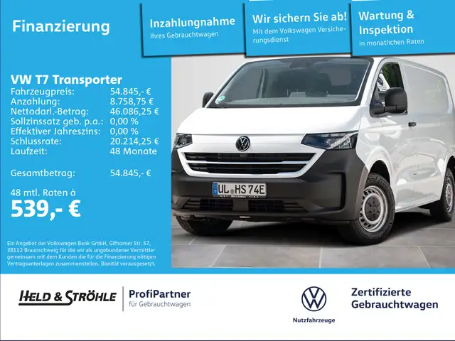 Volkswagen T7 Transporter Kasten e100kW HOLZBODEN TRENNWAND