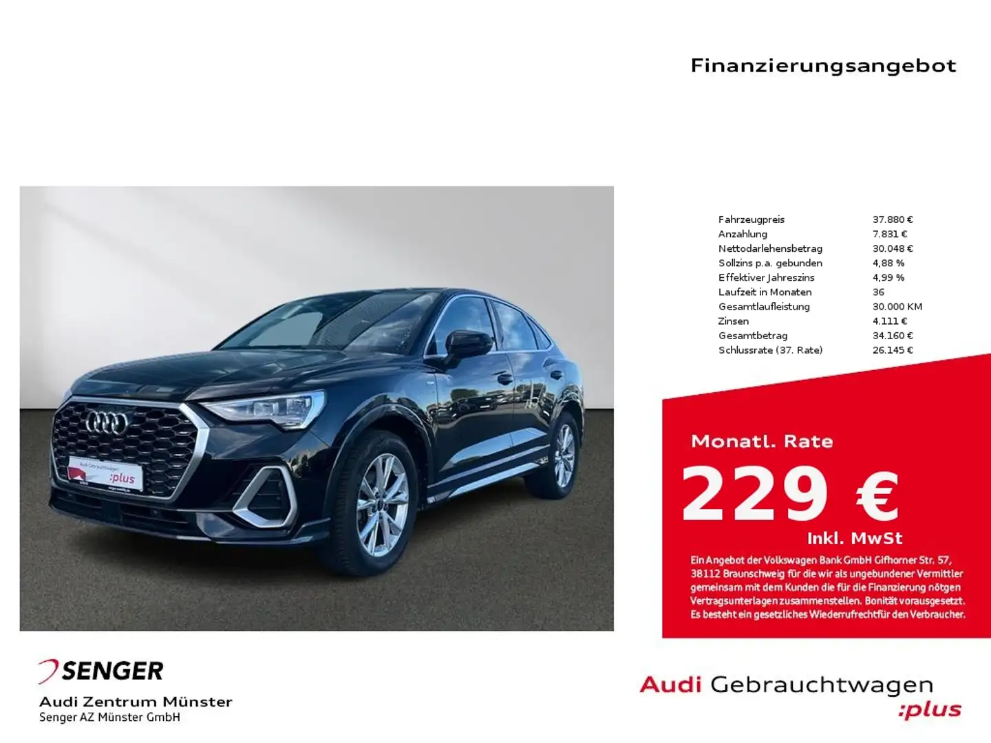 Audi Q3 Sportback 35 TFSI S line MMI Navi LED AHK Schwarz - 1