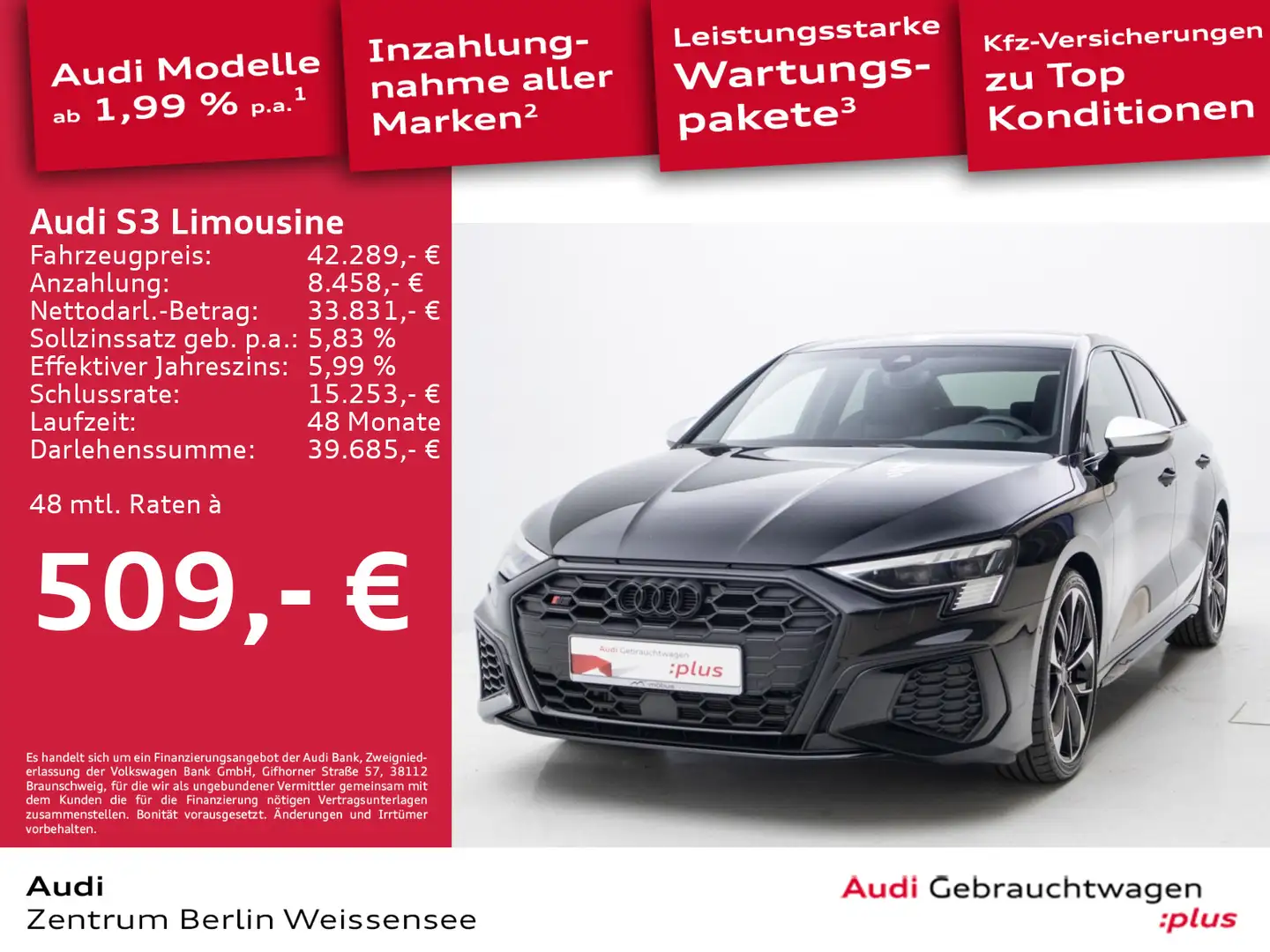 Audi S3 2.0 TFSI S-TRO*QUA*MATRIX*ACC*APP** Black - 1