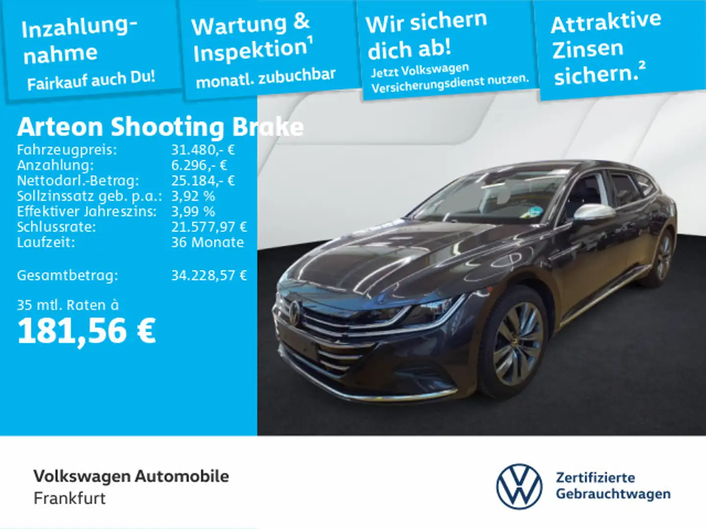 Volkswagen Arteon 2.0 TSI DSG  Elegance Navi Grau - 1