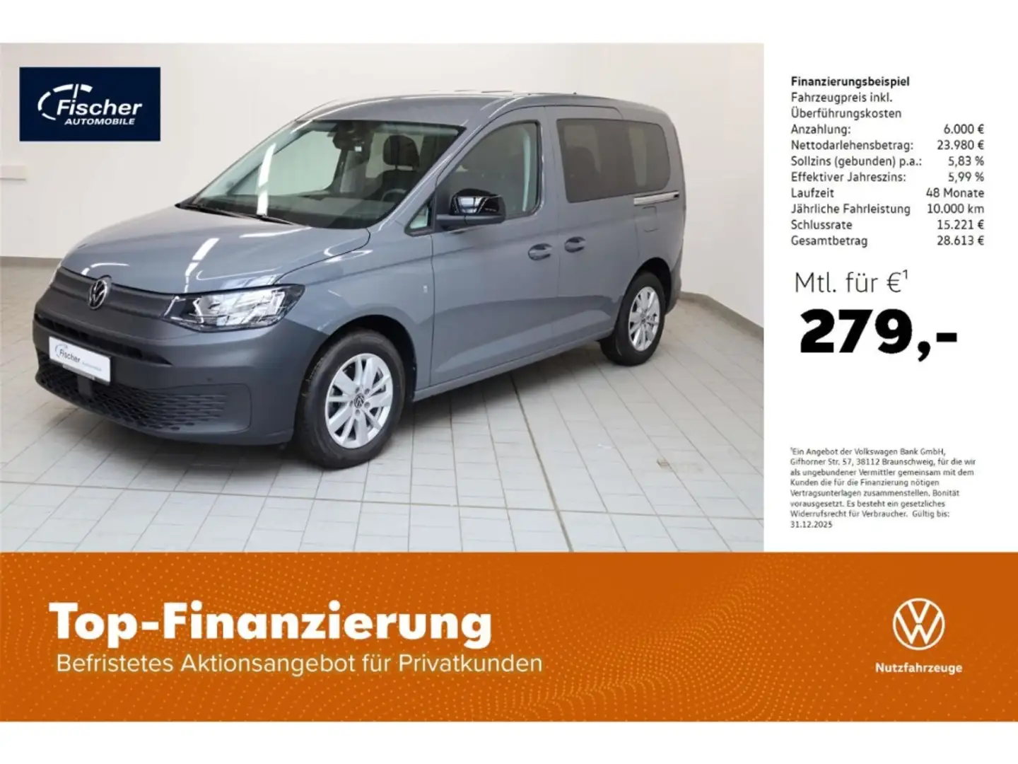 Volkswagen Caddy 2.0 TDI SCR 6-Gg. AHK/RFK/Klima/SH/PDC Grau - 1
