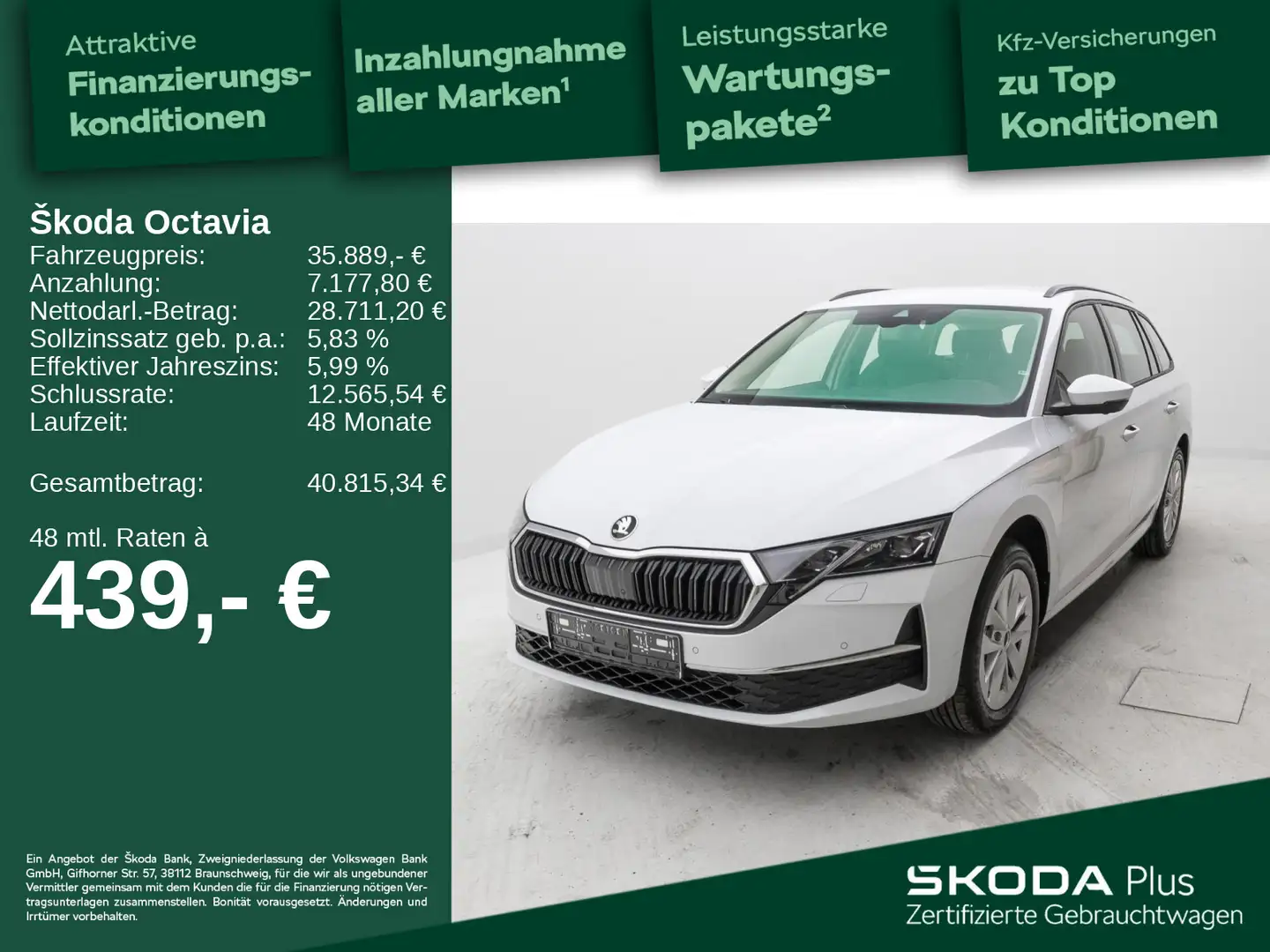 Skoda Octavia Combi Selection 1.5 TFSI DSG*LED*APP*AHZ Weiß - 1