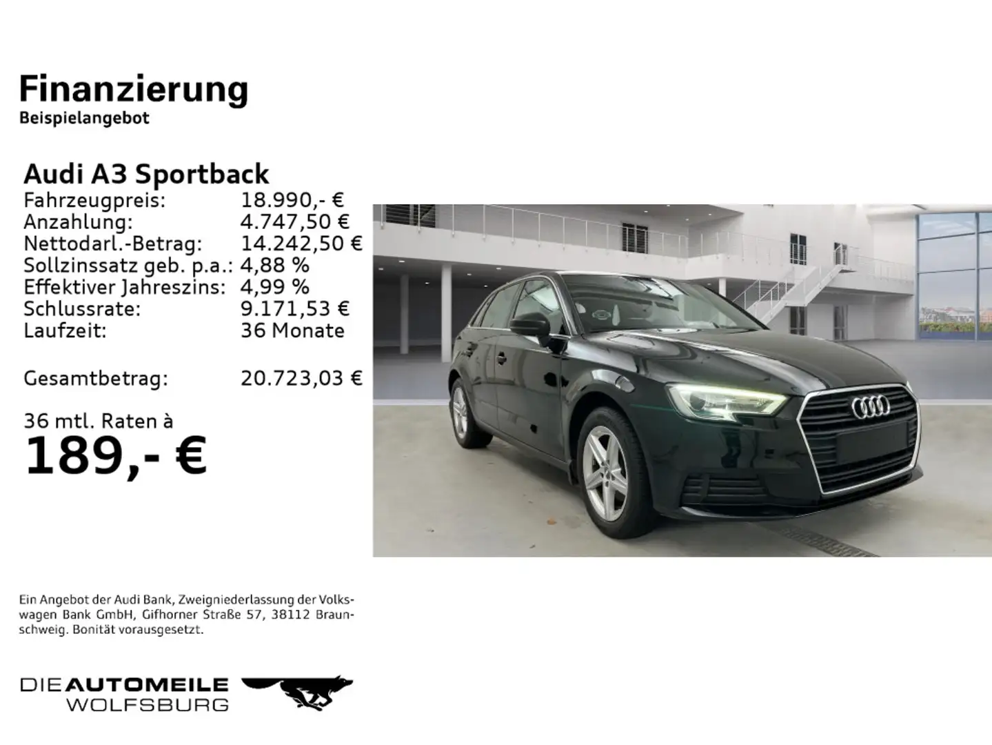 Audi A3 1.0TFSI S tronic AHK/NAVI/XENON/APS Schwarz - 2