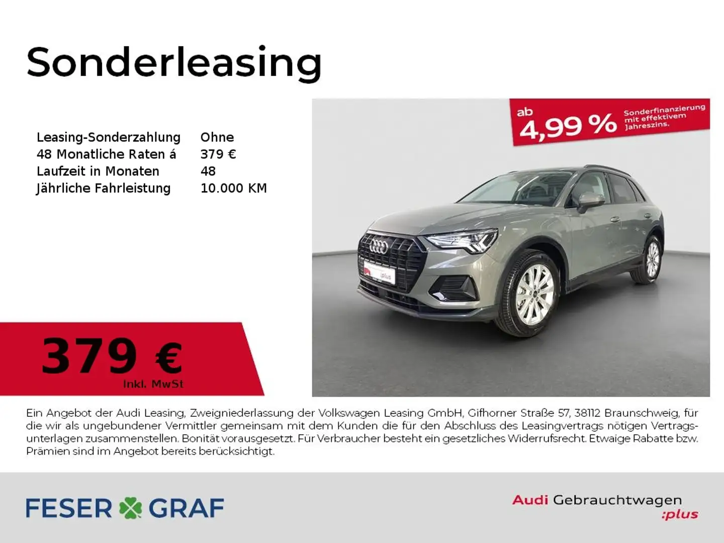Audi Q3 advanced 35 TFSI S tronic Matrix AHK ACC Navi Grau - 1