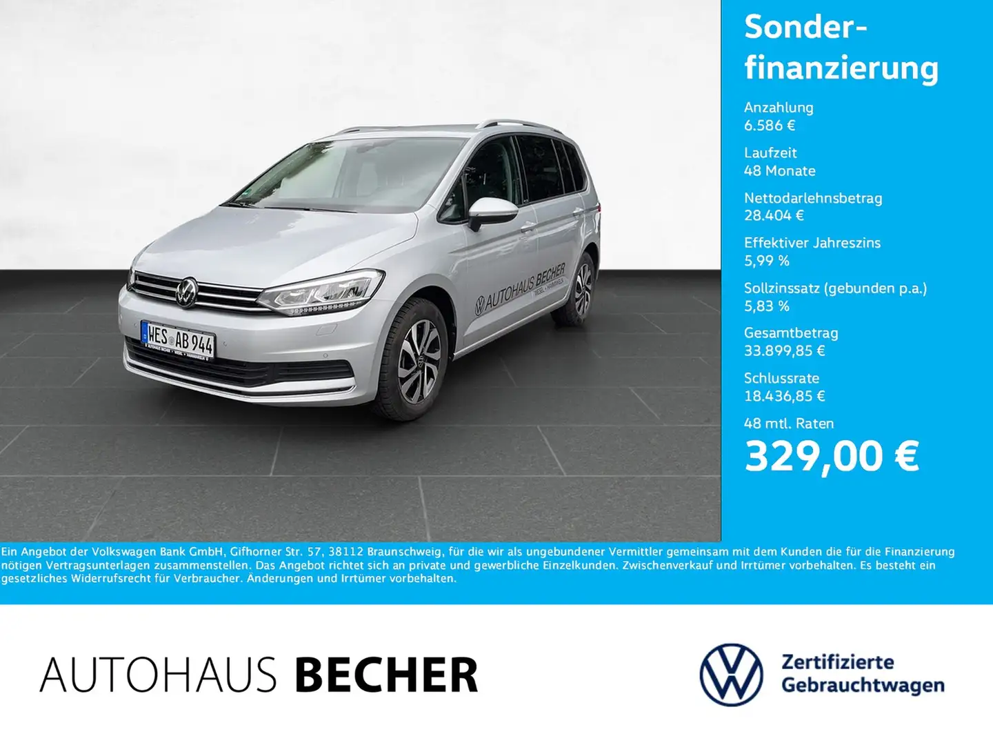 Volkswagen Touran Comfortline 1.5 TSI DSG /AHK/Navi/Sitzhz/ Silber - 1