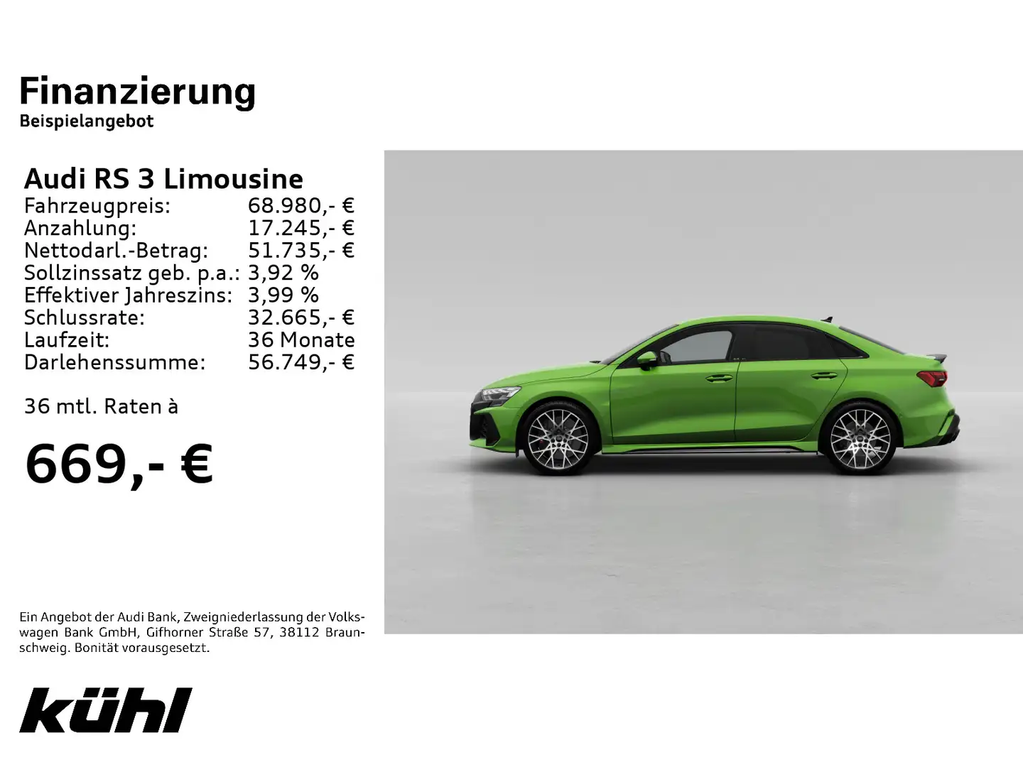 Audi RS3 TFSI Q S tronic Vmax 280 km/h RS- Groen - 2