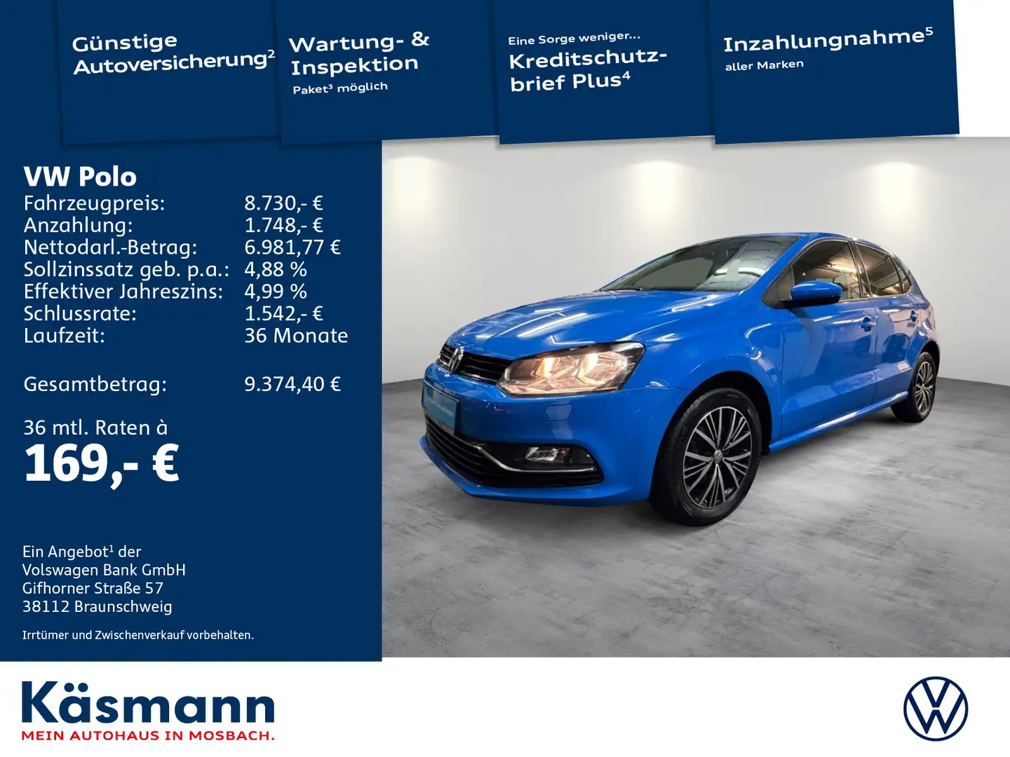 Volkswagen Polo Allstar 1.2TSI SHZ PDC GRA Albastru - 1