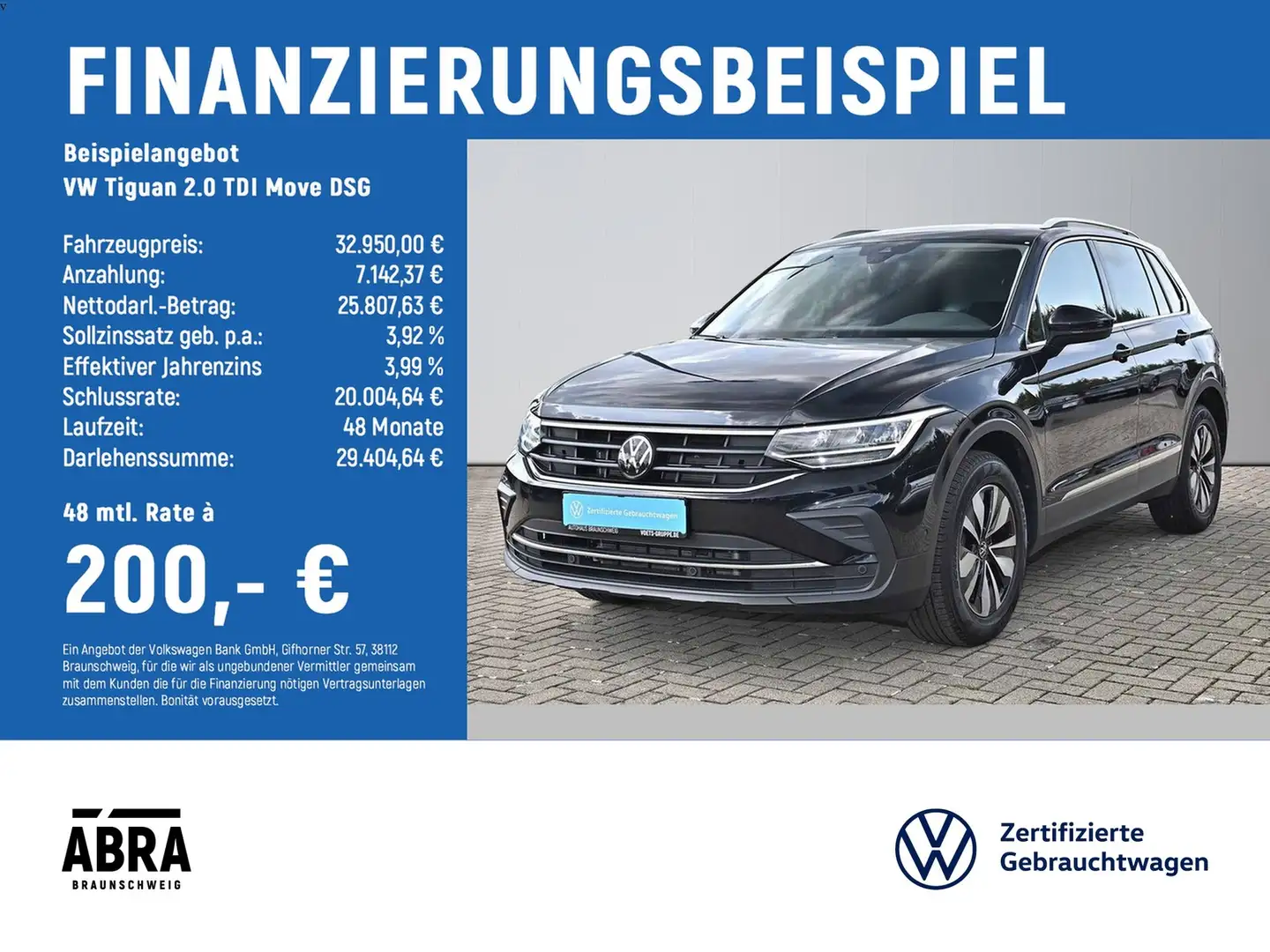 Volkswagen Tiguan 2.0 TDI Move DSG LED+NAVI+CAM+ACC+PDC+APP Schwarz - 2