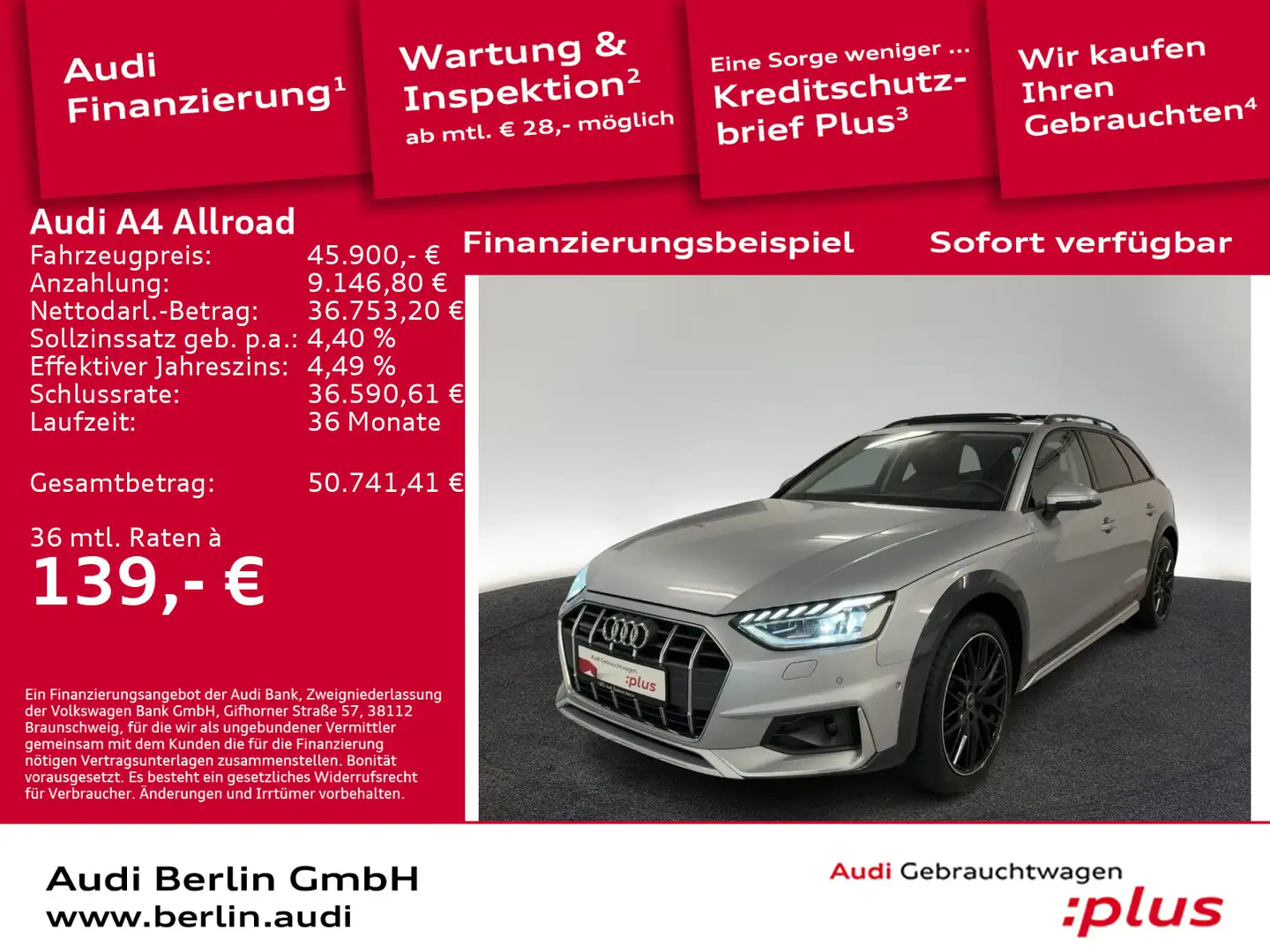 Audi A4 allroad quattro 40 TDI S tr. STDHZG PANO HUD Silber - 1