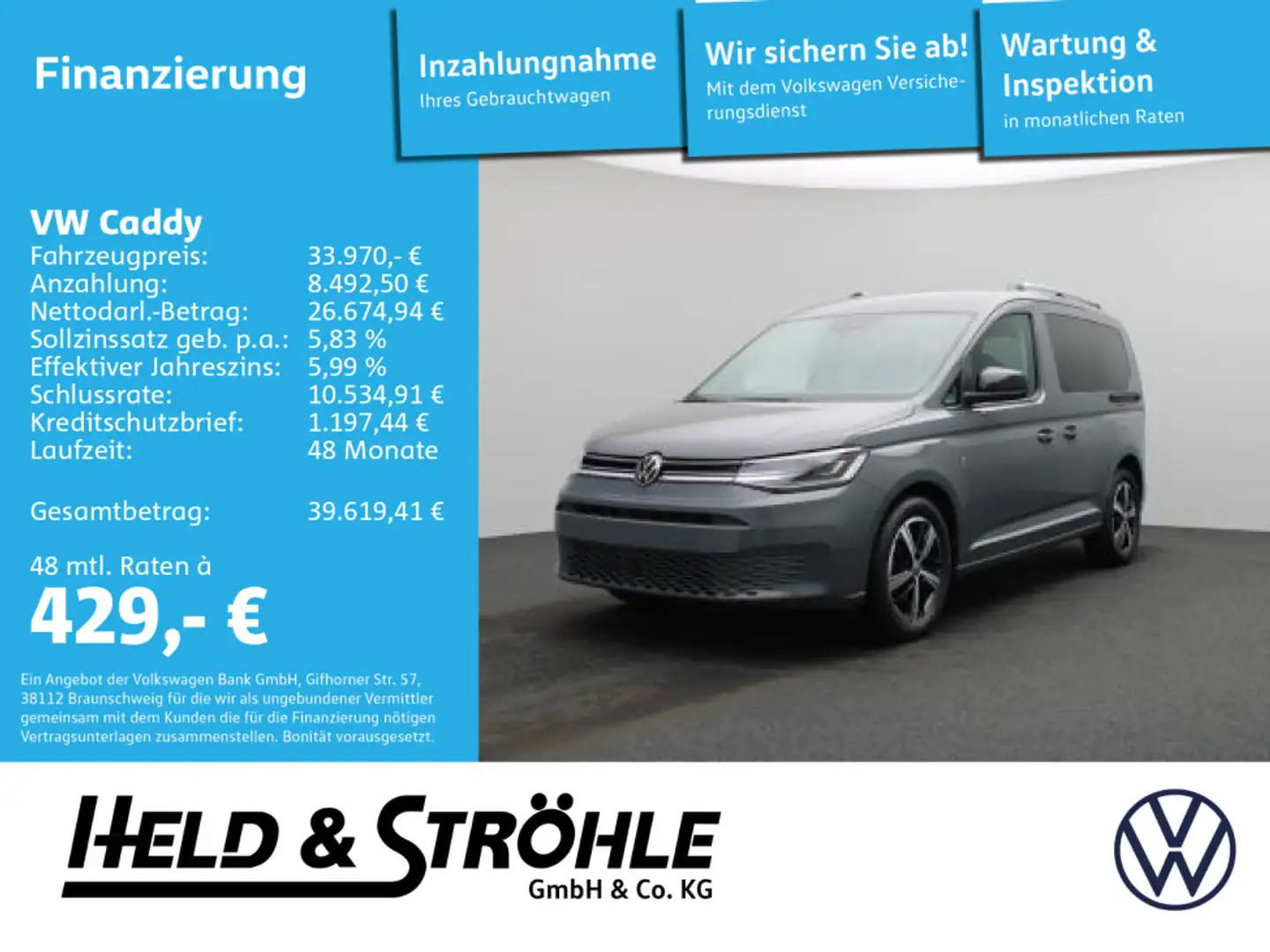Volkswagen Caddy Style 1.5 TSI DSG ACC NAV LED STANDHEIZUNG Grau - 1