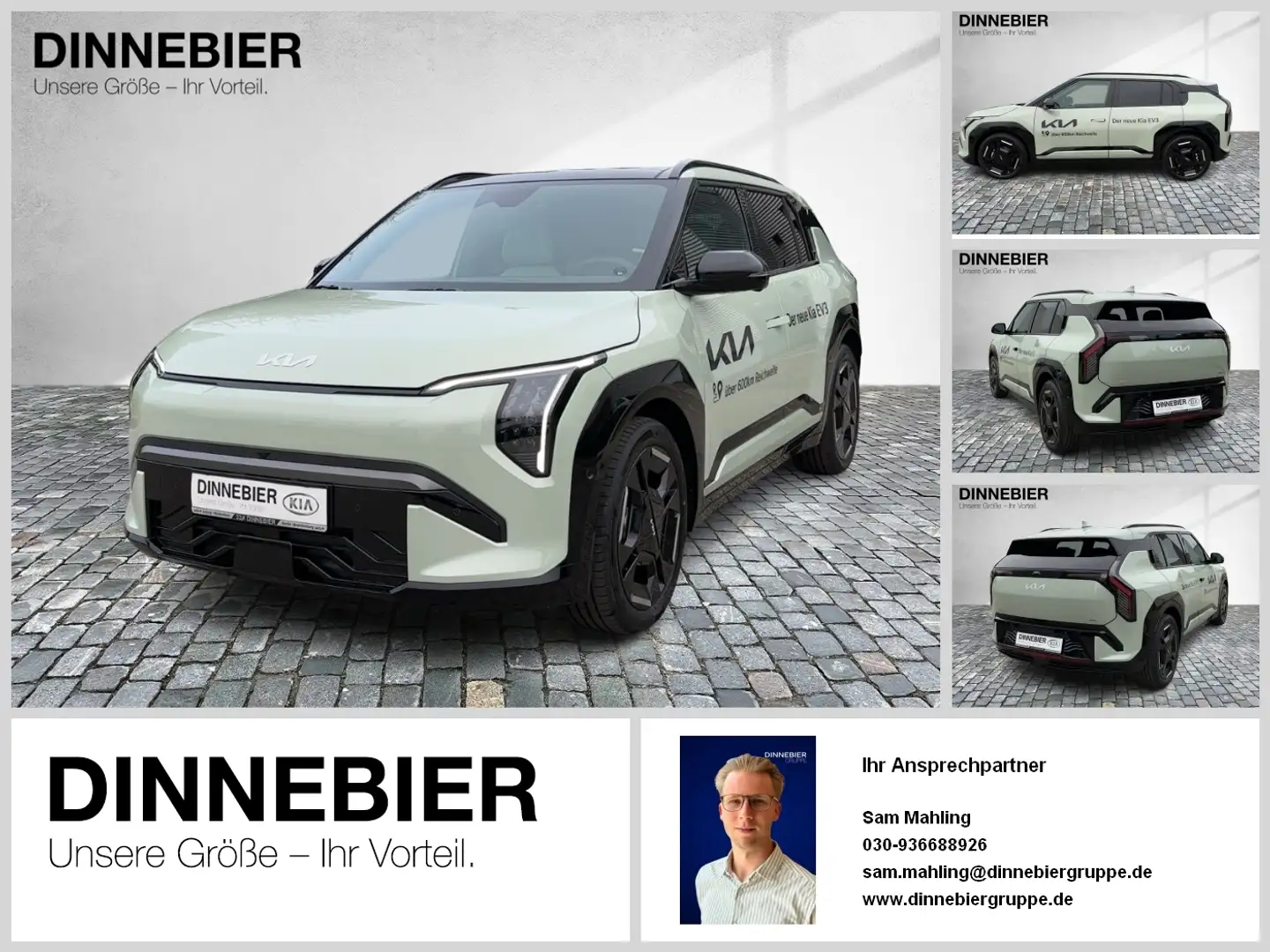 Kia EV3 GT-Line 81.4kWh LED+Glasdach+360°+Navi Vert - 1