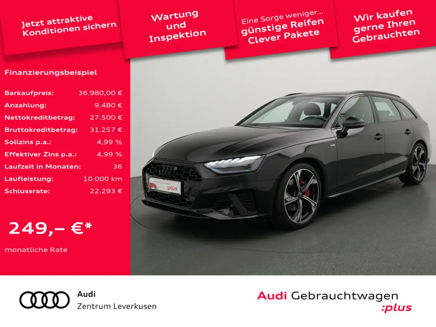 Audi A4 Avant S line S-TRON CARPLAY PDC ACC NAVI VIRT Schwarz - 1