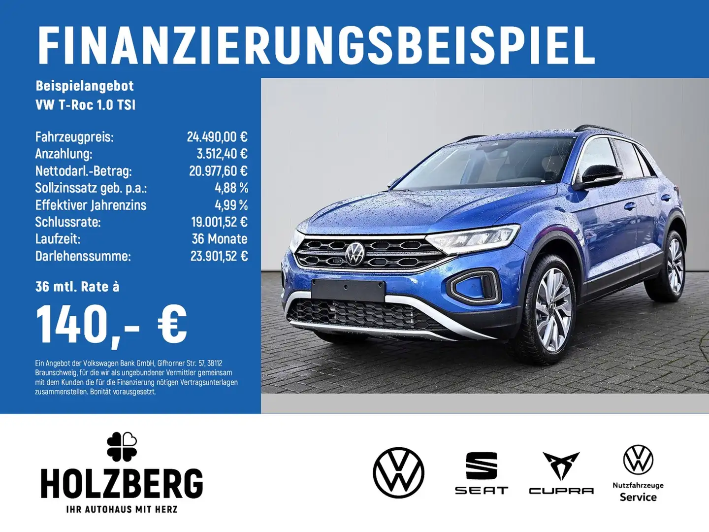 Volkswagen T-Roc 1.0 TSI Goal NAVI+LED+ACC+SHZ Blue - 2