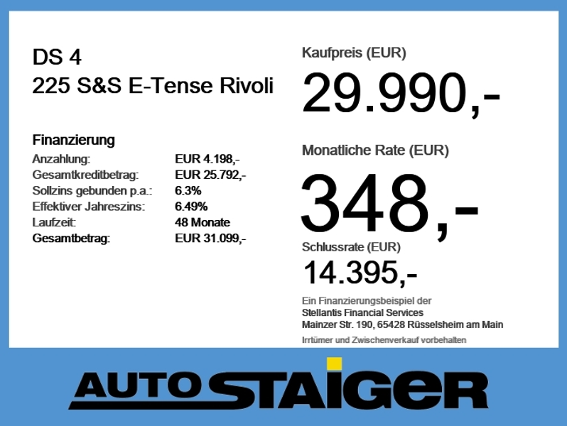 DS Automobiles DS 4 225 S&S E-Tense Rivoli AHK+SHZ+2xKlima+Kam.