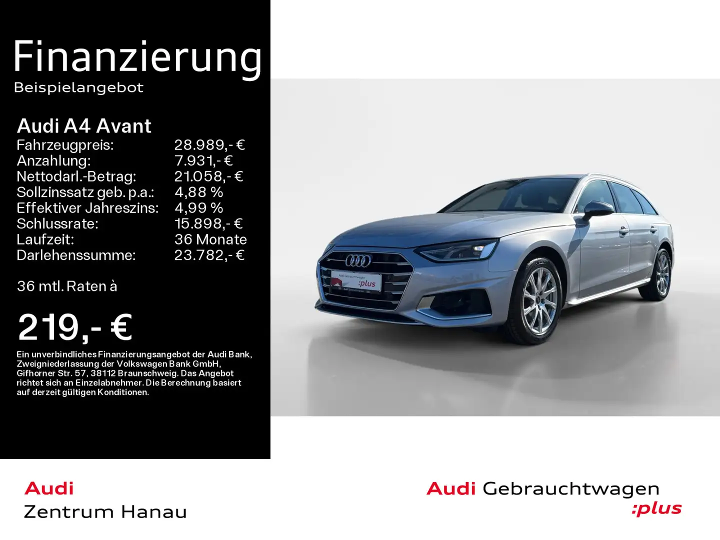 Audi A4 40 TDI S tronic ADVANCED *NAVI*LED*PDC* Argent - 1