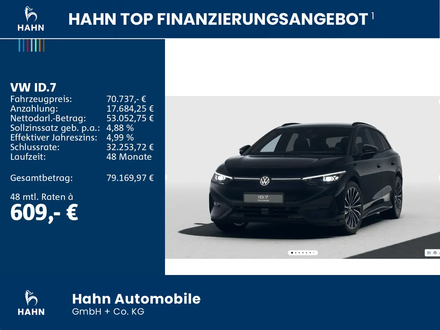 Volkswagen ID.7 Tourer Pro S 286 PS 86 kWh 1-Gang-Automatik Schwarz - 2