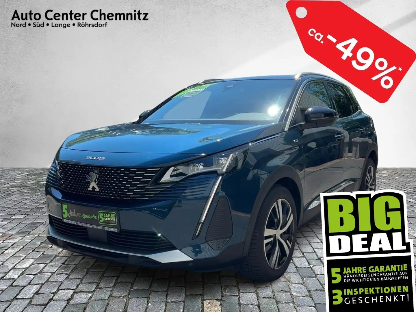 Peugeot 3008 1.6 AT8 180 GT 360°/FullLED/el.Heck/Navi Blauw - 1