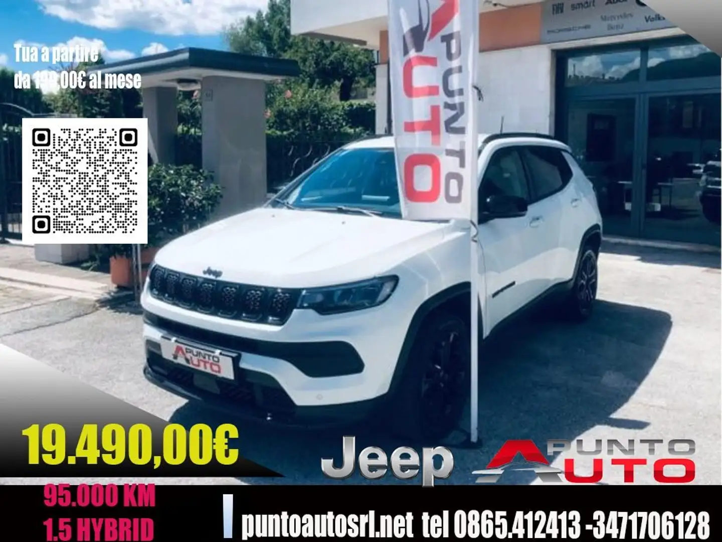 Jeep Compass 1.5 Turbo T4 130 CV MHEV 2WD NIGHT EAGLE TELECA Bianco - 2
