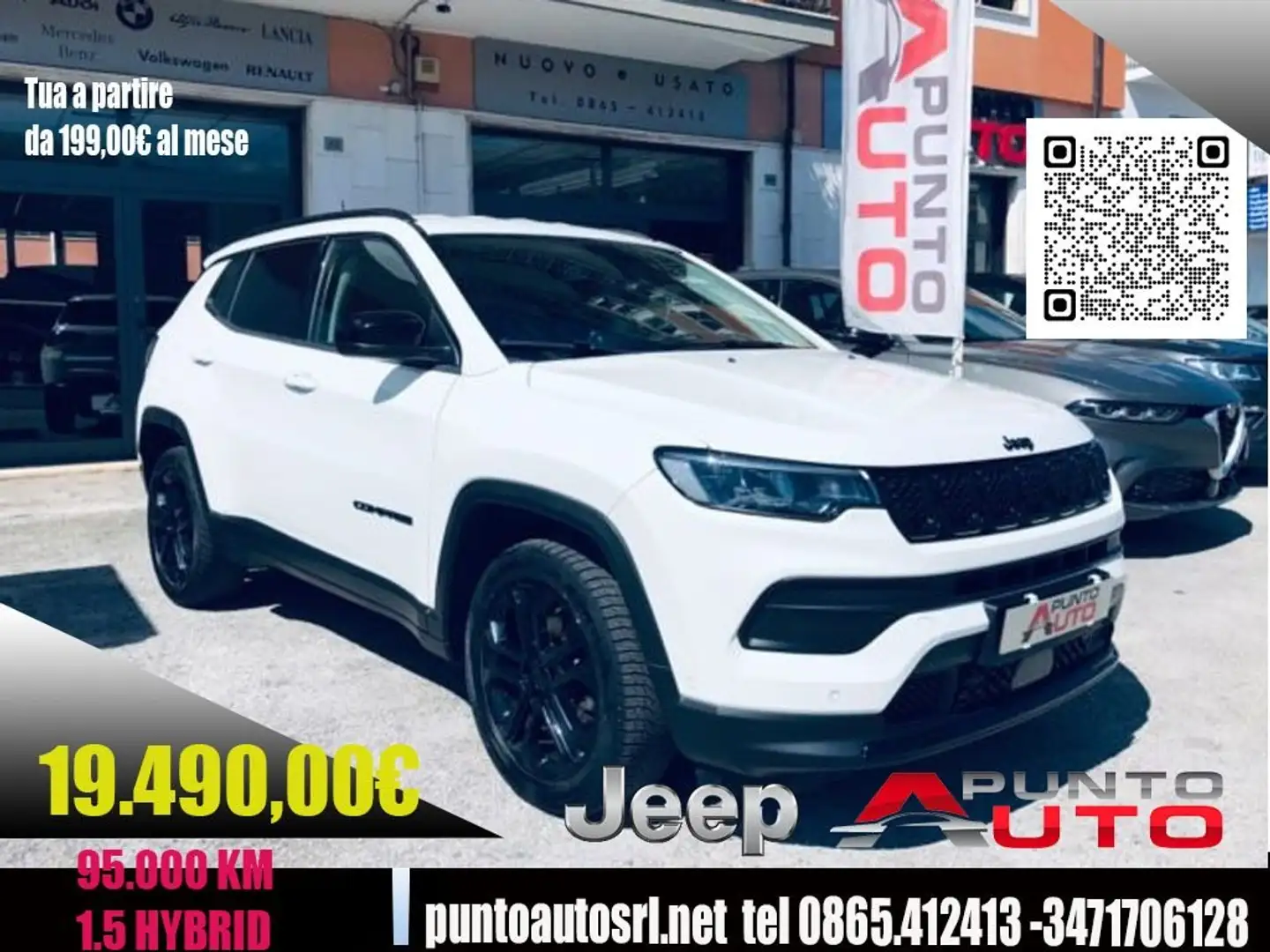 Jeep Compass 1.5 Turbo T4 130 CV MHEV 2WD NIGHT EAGLE TELECA Bianco - 1