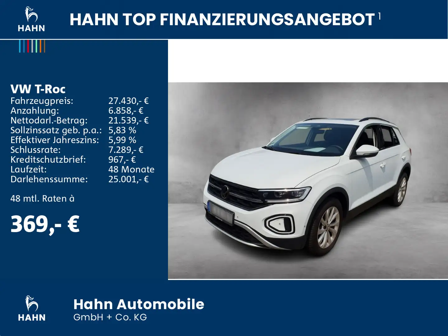 Volkswagen T-Roc 2.0TDI Style ACC AHK Cam LED Navi AppConne Weiß - 2