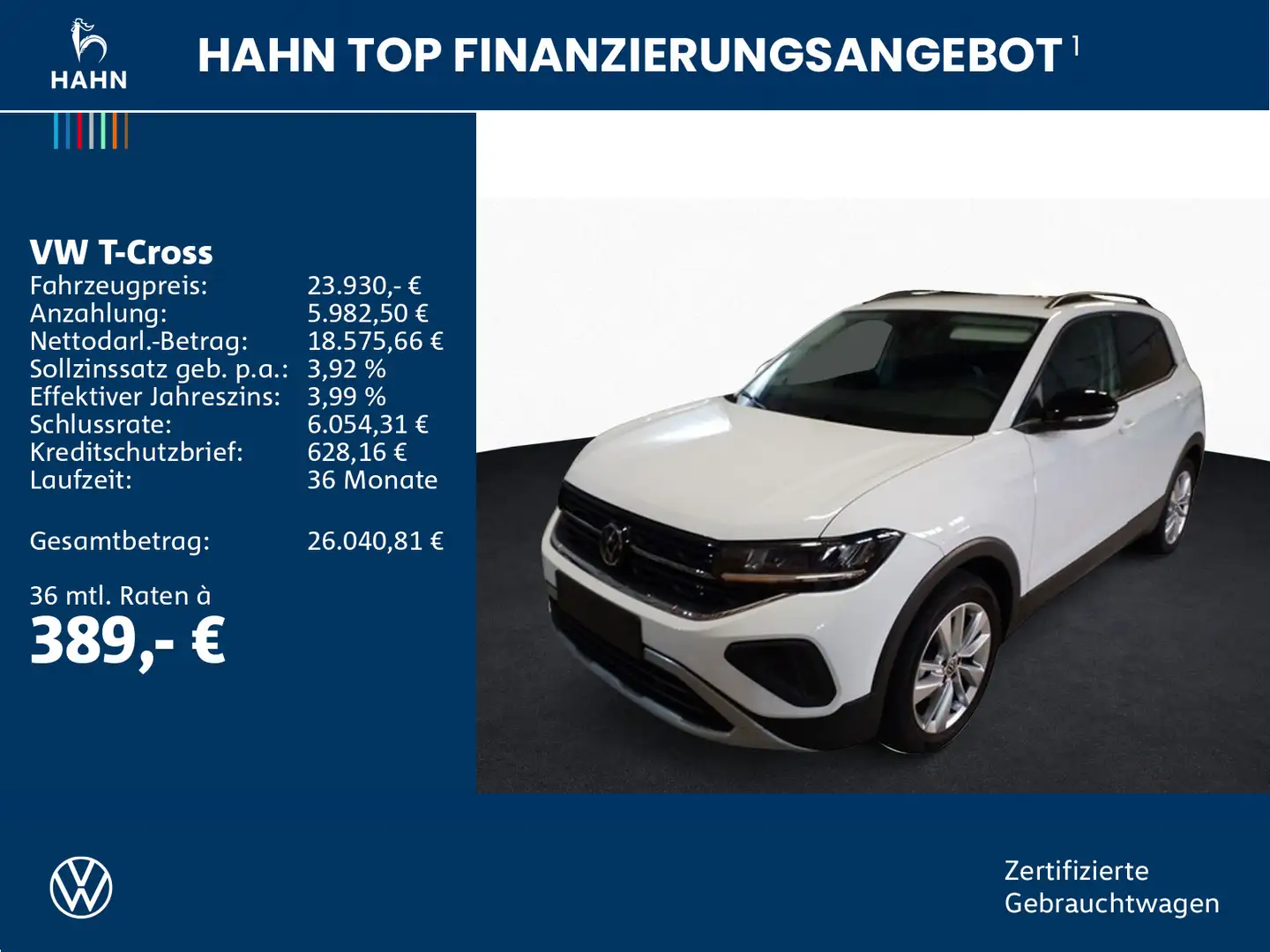 Volkswagen T-Cross 1.0TSI DSG Goal LED APP Sitzhzg ACC DAB Weiß - 2